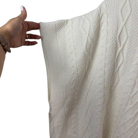 J. Crew Factory NEW Ivory Fisherman Cable-Knit Poncho Sweater One Size BW669 - Picture 5 of 12